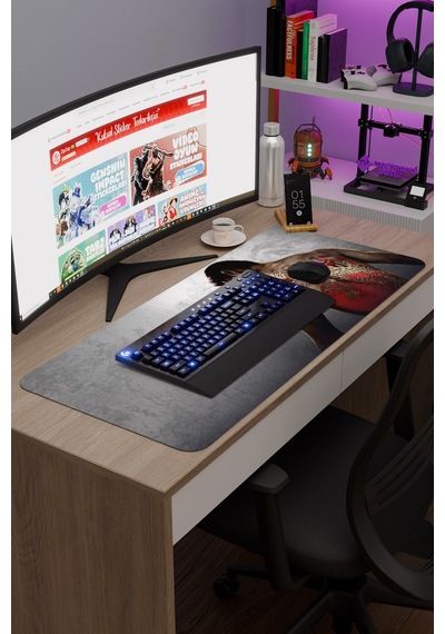 Yakuza Kaymaz Dikişli Kauçuk Oyuncu Mousepad V5 - 90x40 Xxl Gaming Mouse Pad Fare Altlığı