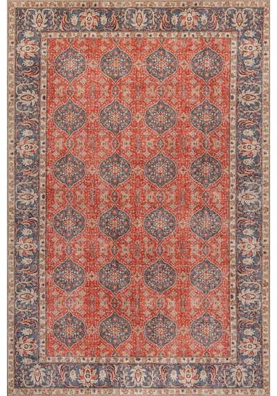 Artloop Relic Kiremit Vintage Klasik Desenli Dokuma Tabanlı Şönil Halı Al 605 Kiremit Klasik Desenli