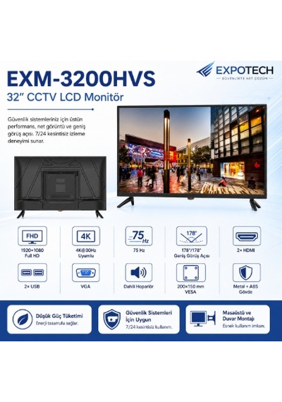 Expotech 32" Full Hd Cctv Lcd Monitör Exm-3200hvs