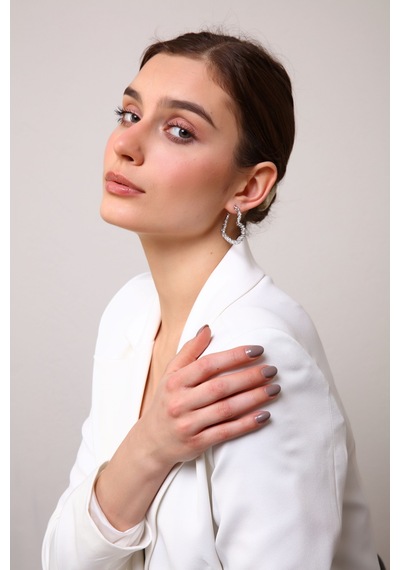 Kadın Kalp Model Küpe Gümüş