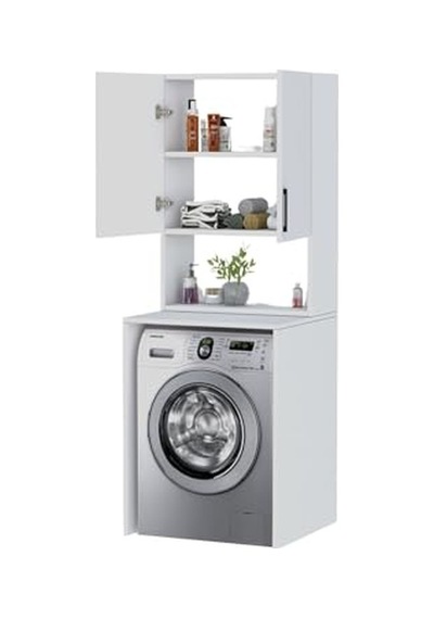 Üst Dolaplı Çok Amaçlı Çamaşır Makinesi Banyo Dolabı Beyaz Diğer