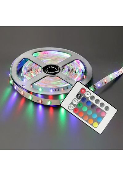 Şerit Led Renkli Rgb Tek Çipli İç Mekan 5 Metre Set Şeffaf