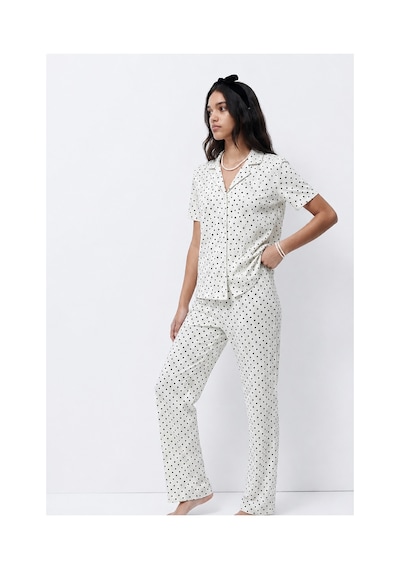 Fit Women Standart Boy Elastanlı Kar Beyaz Pijama Takımı