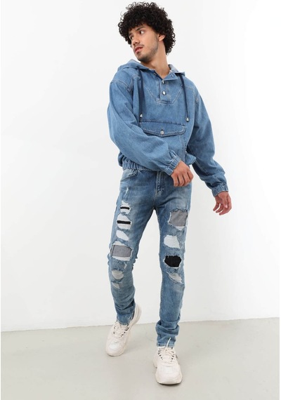Keepout Erkek Jean Sweatshirt Mavi 001