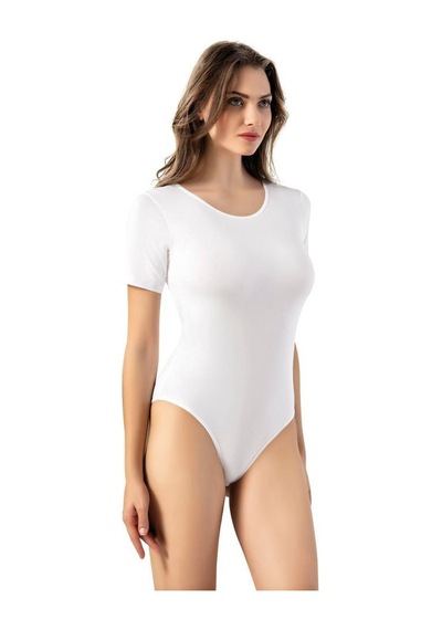 3 Adet Kota Bayan Kısa Kollu Bisiklet Yaka Çıtçıtlı Body 6182 Beyaz