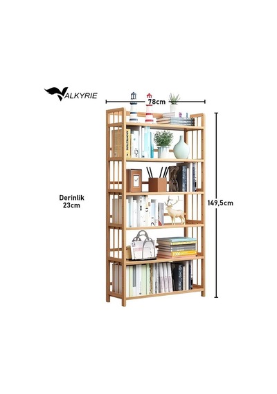 Valkyrie 6 Katlı Bambu Raf Kitaplık 78x23x149,5 Cm Çok Amaçlı Düzenleyici Dekoratif Organizer Kahverengi Valkyrie 6 Katlı Bambu Raf Kitaplık 78x23x149,5 Cm Çok Amaçlı Düzenleyici Dekoratif Organizer Kahverengi