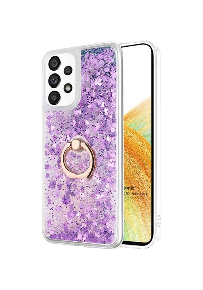 Samsung Galaxy A33 5g İçin Kılıf Glitter Liquid Holder Mor Galaxy A33 5g İle Uyumlu Kılıf - Mor