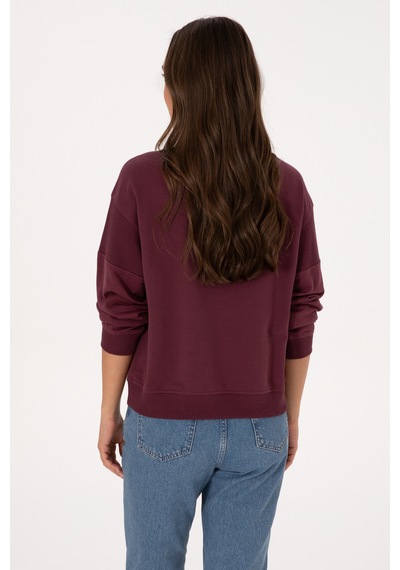 U.S. Polo Assn. Kadın Bordo Pamuklu Bisiklet Yaka Sweatshirt 50314170-VR177