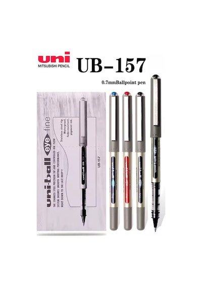 Siyah Pilot Kalem 3 Adet Uniball Eye Fine 0.7 Mm Roller Pilot Kalem Ub-157 Roller Uçlu Likit Mürekkepli Pilot Kalem Siyah