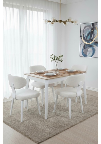 Dfy102 Mdf Yemek Masası Modern Mutfak Masası 4-6 Kişilik Dekoratif Salon, Yemek Odası, Mutfak Masası Koyu Ceviz-beyaz