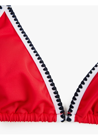 Koton Renk Kontrastlı Kroşe Detaylı Üçgen Bikini Üstü Kırmızı 6sak10211mm