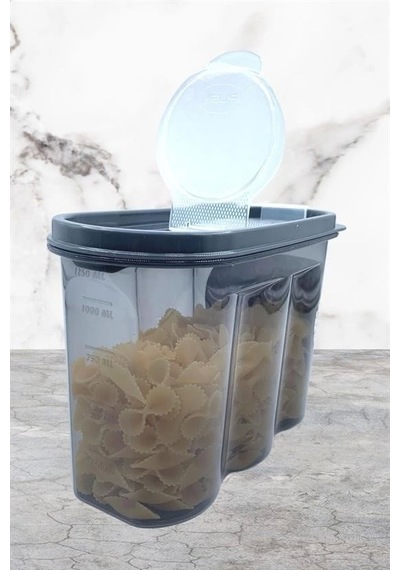 Buffer 2 Kapaklı Ölçekli Erzak Saklama Kabı - 1,2 Litre - Sa930 Şeffaf