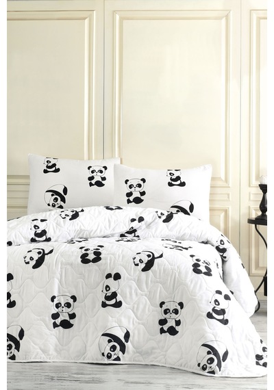 Eponj Home Çok Amaçlı Örtü Tek Kişilik Panda Beyaz Beyaz