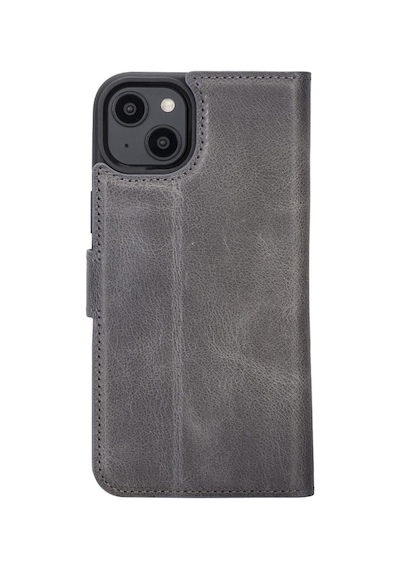Apple Uyumlu iPhone 14 Plus Deri Cüzdanlı Kılıf MWWN VS4EF Gri