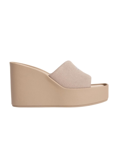 Calvin Klein Kadın Kanvas Bej Platform Topuklu Sandalet-15176