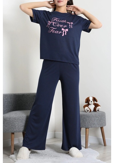Modi Süprem Baskılı Pijama Takımı Koyulacipembe - 53526.1567. Açık Bej - Siyah