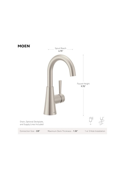 Moen 84021bl Ronan Mat Siyah Tek Delik Modern Banyo Lavabo Batary Diğer