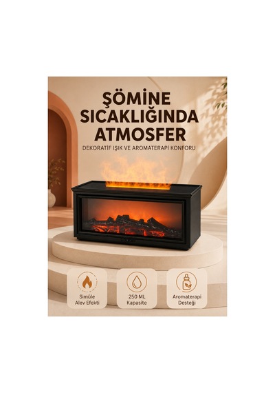 Astraltech Alev Efektli Aroma Yayıcı Hava Nemlendirici Uzaktan Kumandalı Gece Lambası
