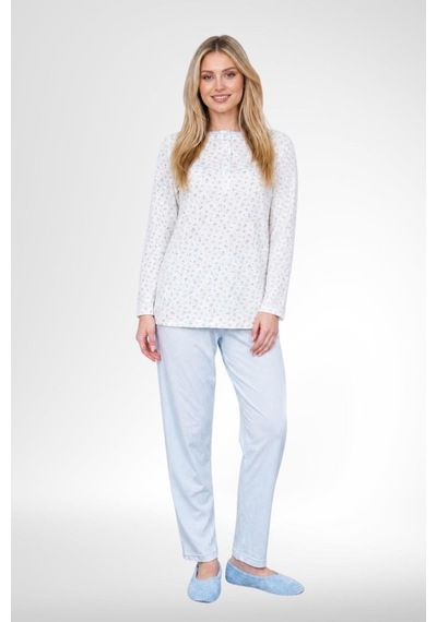 Mecit Pijama Mecit 6385 Mavi Büyük Beden Kadın Sabahlık Pijama Gecelik Set