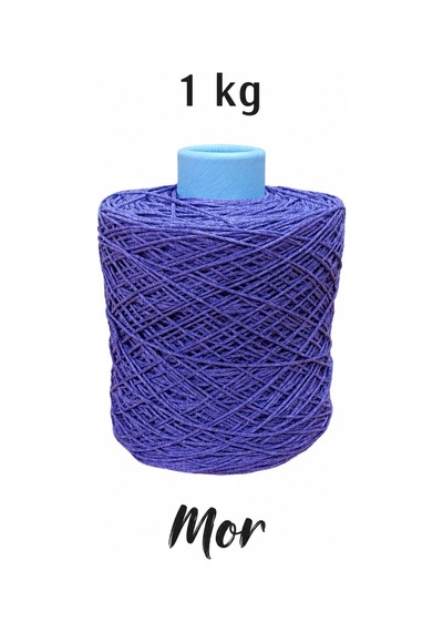 Premium İnce Cotton Zincir Makrome İpi 1 Kg Mor - 2 Mm Çanta Runner İpi