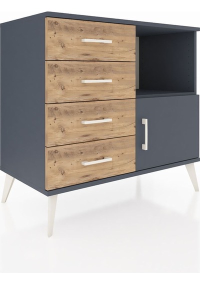 Hyperion Şifonyer Tek Raflı 4 Çekmeceli Tek Kapaklı 88x44x80 Antrasit-antrasit/çam Antrasit/çam Hyperion Şifonyer Tek Raflı 4 Çekmeceli Tek Kapaklı 88x44x80 Antrasit-antrasit/çam Antrasit/çam