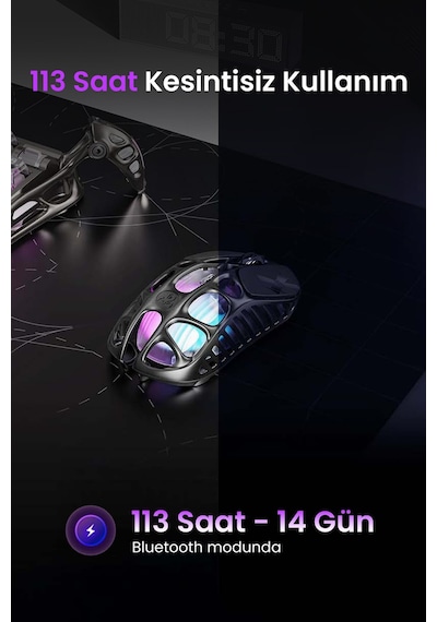 Gravastar Mercury Xpro Rgb 32k Dpı Optik Gaming Mouse+8k Dongle, Kablosuz, Magnezyum Alaşımlı, Progr Gsmercuryxpro