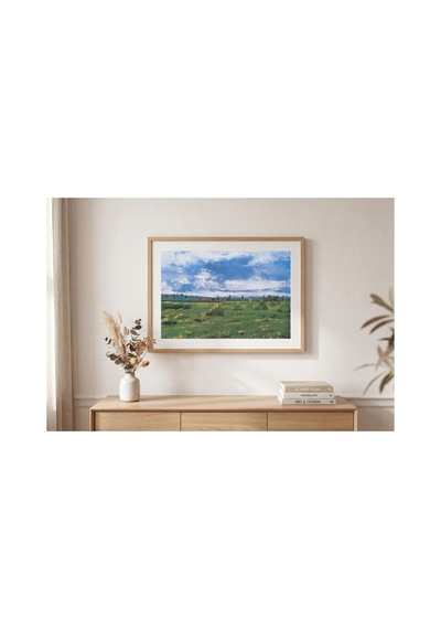 Van Gogh Van Gogh Buğday Tarlaları Ve Ekin Yığınları Çerçevesiz Poster 21x30 Cm A4 Tablo Van Gogh