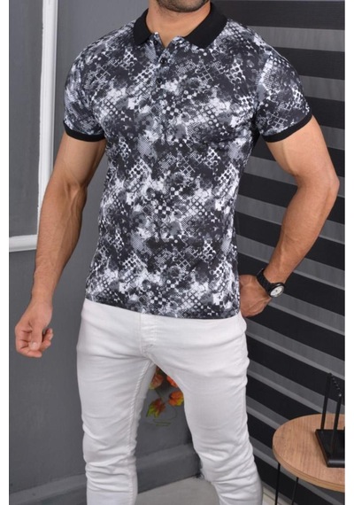 Mcz Giyim Siyah Renk Polo Yaka Slim Fit Erkek T-shirt