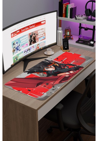 Kill La Kill Kaymaz Dikişli Kauçuk Oyuncu Mousepad V1 - 90x40 Xxl Gaming Mouse Pad Fare Altlığı