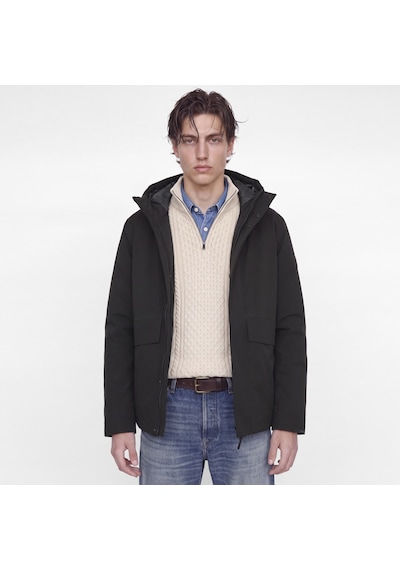 Jack & Jones Erkek Çikartilabilir Kapüsonlu Su Geçirmez Mont - Moon - 12301654 Siyah