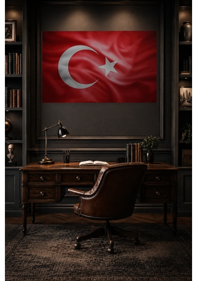 Tam Renk Türk Bayrağı Dekoratif Kanvas Duvar Tablosu Çok Renkli