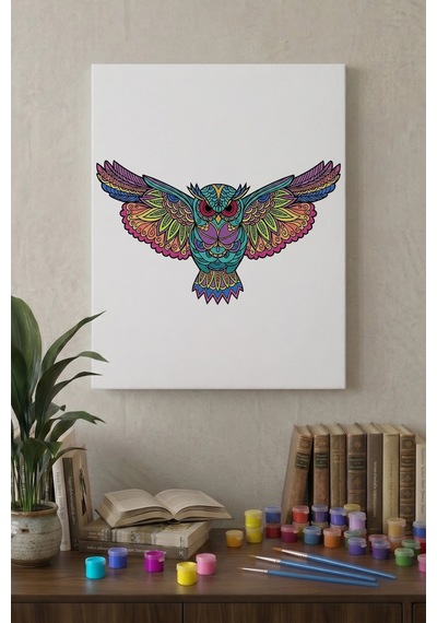 Baykuş Desenli Mandala Tuval Boyama Seti 40x50 Cm