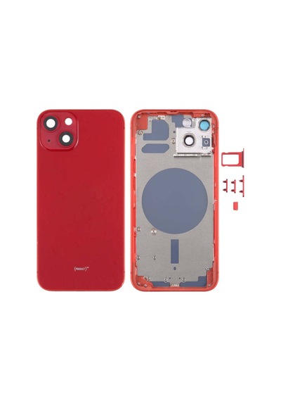 Apple Uyumlu iPhone 13 Kasa Boş Sim Kart Tepsisi Ve Yan Tuşlar Ve Kamera Lensi Kırmızı