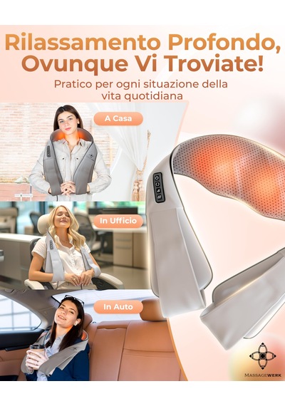 Massagewerk Shiatsu Boyun Ve Sırt Masajı Isı Fonksiyonlu Elektrikli Boyun Masajı Ergonomiktir, Kas Gerginliğini Ve Ağrıyı Hafifletmek İçin İdealdir Massagewerk Shiatsu Boyun Ve Sırt Masajı Isı Fonksiyonlu Elektrikli Boyun Masajı Ergonomiktir, Kas Gerginliğini Ve Ağrıyı Hafifletmek İçin İdealdir