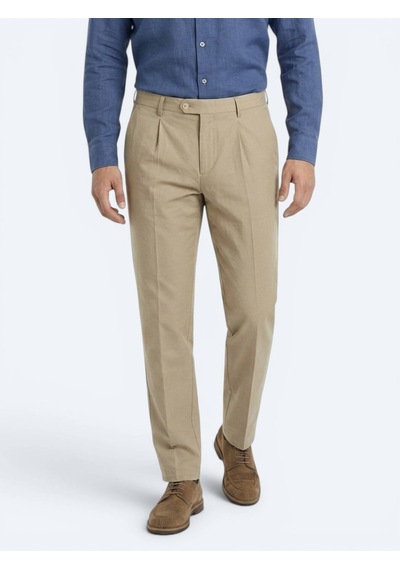 Kip Karamel Kumaş Relaxed Fit Casual Pamuk Karışımlı Pantolon