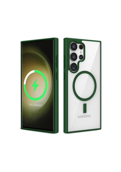 Samsung Uyumlu Galaxy S22 Ultra Kılıf Kenarlar İnce Arka Kısım Magsafe Kamera Yükseltili Silikon Cherena Kırmızı