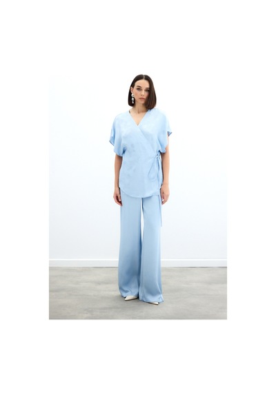 Sateen Cepli Bol Pantolon - Bebe Mavi-136045 Bebe Mavi