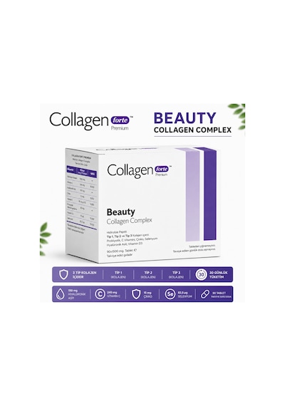 Collagen Forte Platinum Premium 3 Tip Kolajen Hyalüronik Asit 90 Tablet