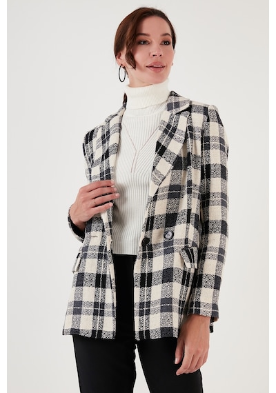 Lela Regular Fit Kruvaze Yaka Tüvit Blazer Bayan Ceket 611Ce0310 Siyah