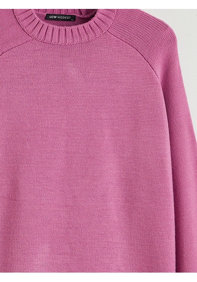 Lcw Modest Pembe Bisiklet Yaka Oversize Kadın Triko Tunik