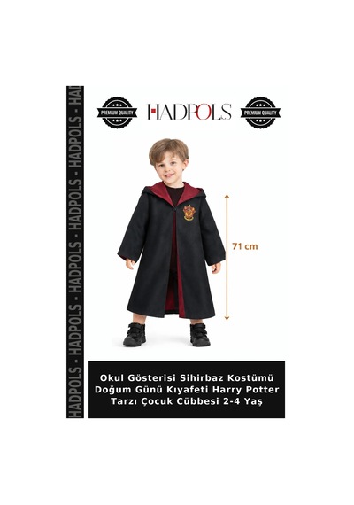 Hadpols Okul Gösterisi Sihirbaz Kostümü Doğum Günü Kıyafeti Harry Potter Tarzı Çocuk Cübbesi 2-4 Yaş Çok Renkli