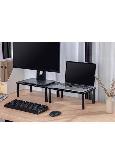 Ayrex Mp-88 Çift Monitör Premium Çelik Hasır Monitör Standı Bilgisayar Monitörleri İçin Havalandırmalı Metal