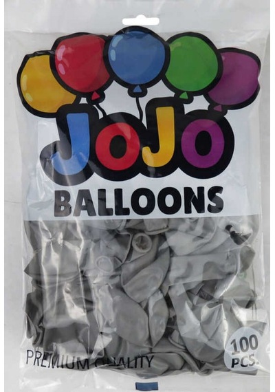 Balon Düz 12 İnc Jojo Balloons Gri Pk:100 Çok Renkli