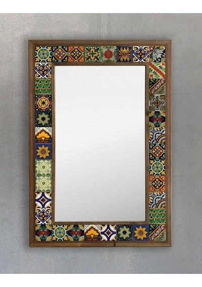 Oscar Stone Decor Masif Çerçeveli Mozaik Taş Ayna 43 Cm X 63 Cm Ayn4060-027 Çok Renkli