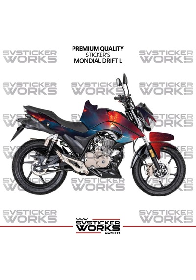 Mondial Drift L Kaplama Sticker Magma Design Motor Kaplama Modeli Hazır Kit Tüm Yıllar Uyumlu Kırmızı