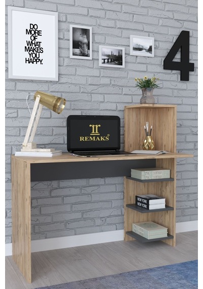 Tower Bilgisayar Masası, Pc Masası, Raflı Çalışma Masası - Meşe Diğer
