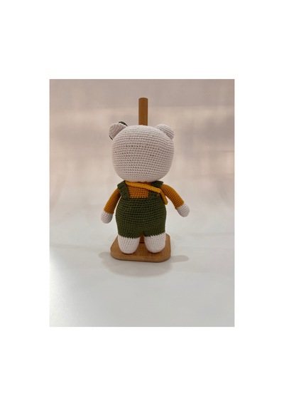 El Yapımı Amigurumi Kedi Örgü Oyuncak Bebek Tığ İşi 24 Cm Sevimli Hediye Haki