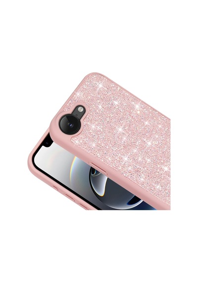 Apple Uyumlu iPhone 16e Kılıf Simli Pırlanta Taşlı Kamera Yükseltili Silikon Cherena Gri
