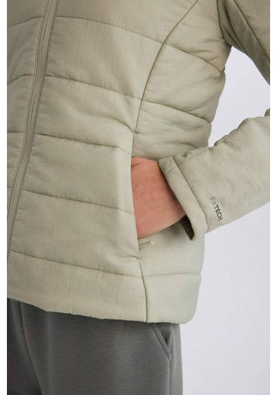 DeFactoFit Su İtici Cepli Fermuarlı Kapüşonlu Mont D6089AX25SPKH513 Haki