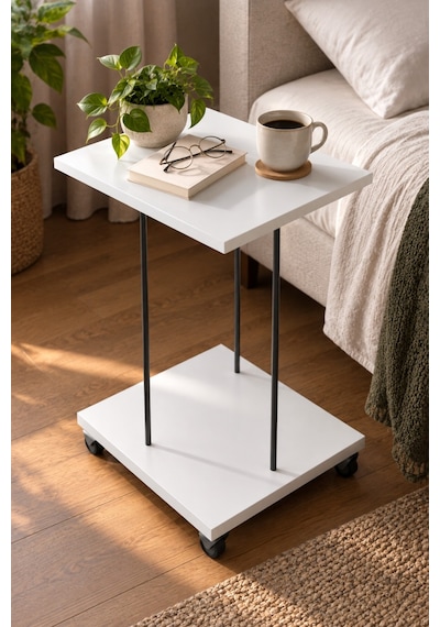 Sulorahome Tekerlekli Laptop Ve Servis Sehpası Beyaz